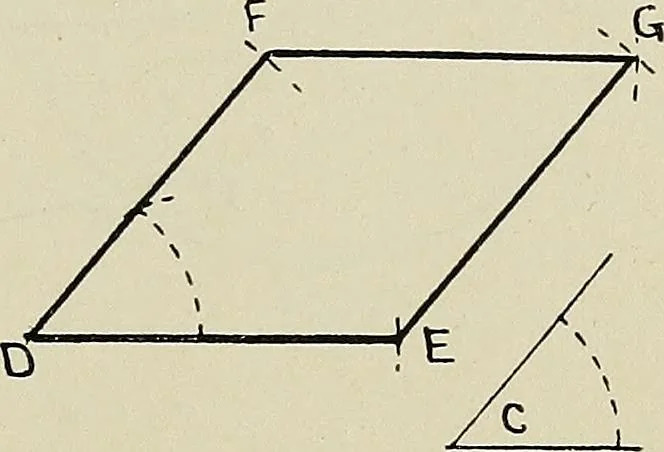 An illustration from Science and art drawing : complete geometrical course ; consisting of plane and solid geometry, orthographic and isometric projection, projection of shadow's the principles of map projection, graphic arithmetic and graphic statics, 1895, leaf 48