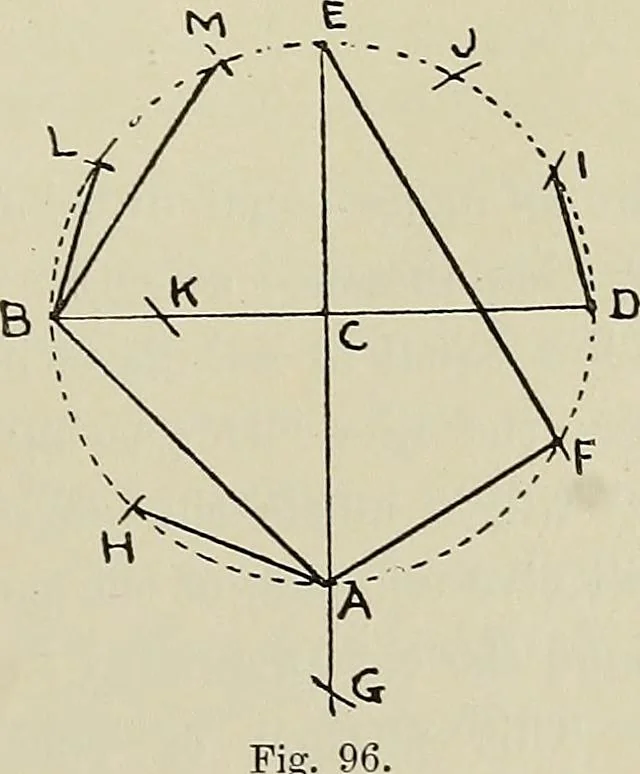 An illustration from Science and art drawing : complete geometrical course ; consisting of plane and solid geometry, orthographic and isometric projection, projection of shadow's the principles of map projection, graphic arithmetic and graphic statics, 1895, leaf 58