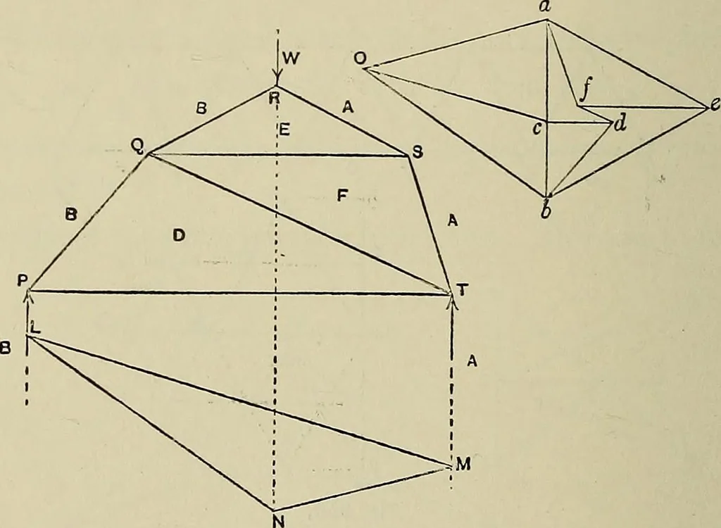 An illustration from Science and art drawing : complete geometrical course ; consisting of plane and solid geometry, orthographic and isometric projection, projection of shadow's the principles of map projection, graphic arithmetic and graphic statics, 1895, leaf 591