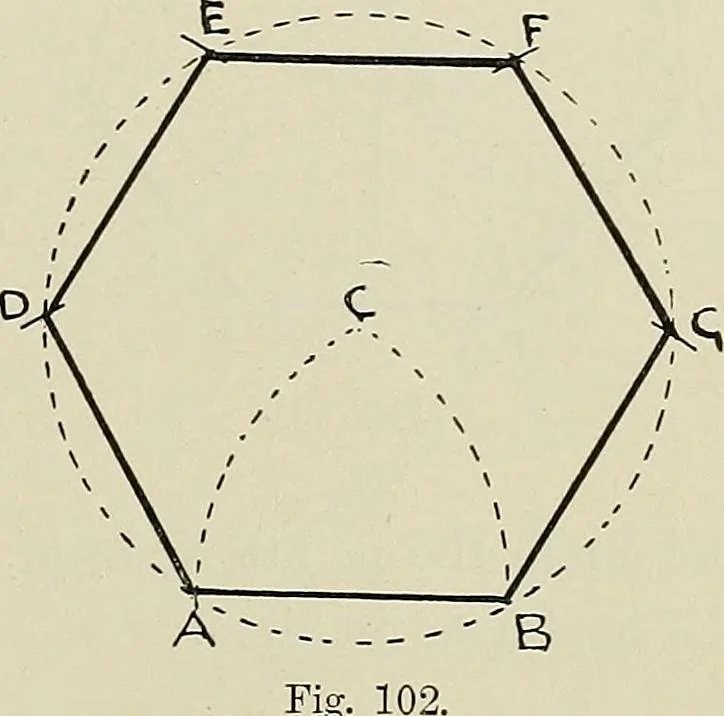 An illustration from Science and art drawing : complete geometrical course ; consisting of plane and solid geometry, orthographic and isometric projection, projection of shadow's the principles of map projection, graphic arithmetic and graphic statics, 1895, leaf 62