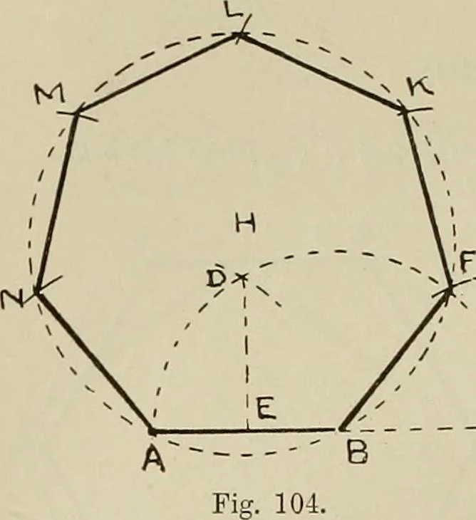 An illustration from Science and art drawing : complete geometrical course ; consisting of plane and solid geometry, orthographic and isometric projection, projection of shadow's the principles of map projection, graphic arithmetic and graphic statics, 1895, leaf 63