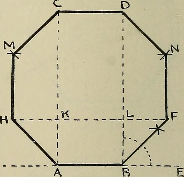 An illustration from Science and art drawing : complete geometrical course ; consisting of plane and solid geometry, orthographic and isometric projection, projection of shadow's the principles of map projection, graphic arithmetic and graphic statics, 1895, leaf 63