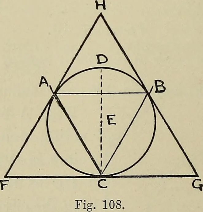 An illustration from Science and art drawing : complete geometrical course ; consisting of plane and solid geometry, orthographic and isometric projection, projection of shadow's the principles of map projection, graphic arithmetic and graphic statics, 1895, leaf 65