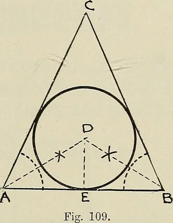 An illustration from Science and art drawing : complete geometrical course ; consisting of plane and solid geometry, orthographic and isometric projection, projection of shadow's the principles of map projection, graphic arithmetic and graphic statics, 1895, leaf 66