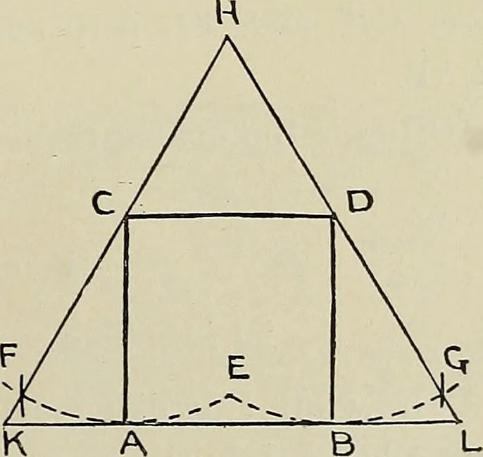 An illustration from Science and art drawing : complete geometrical course ; consisting of plane and solid geometry, orthographic and isometric projection, projection of shadow's the principles of map projection, graphic arithmetic and graphic statics, 1895, leaf 66