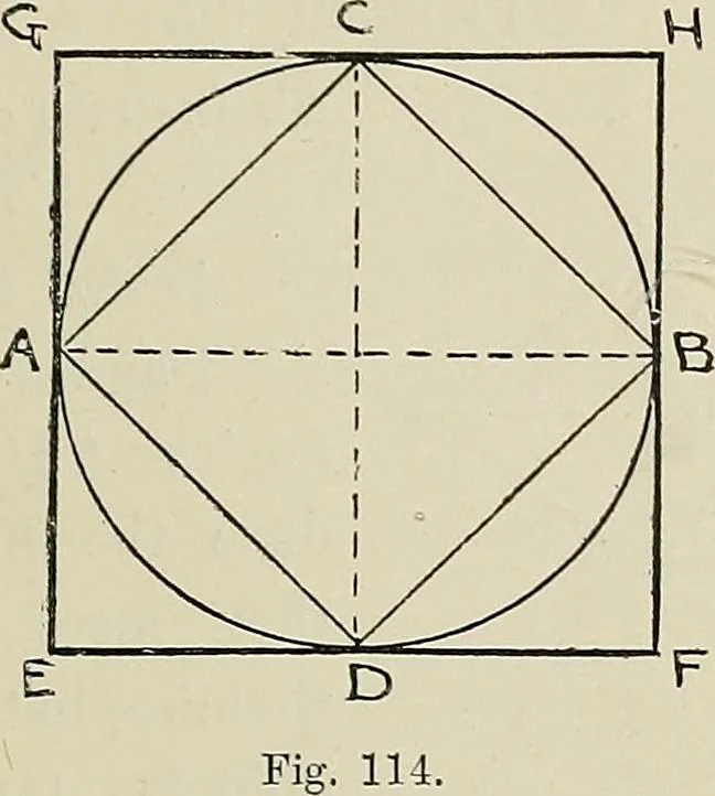 An illustration from Science and art drawing : complete geometrical course ; consisting of plane and solid geometry, orthographic and isometric projection, projection of shadow's the principles of map projection, graphic arithmetic and graphic statics, 1895, leaf 68