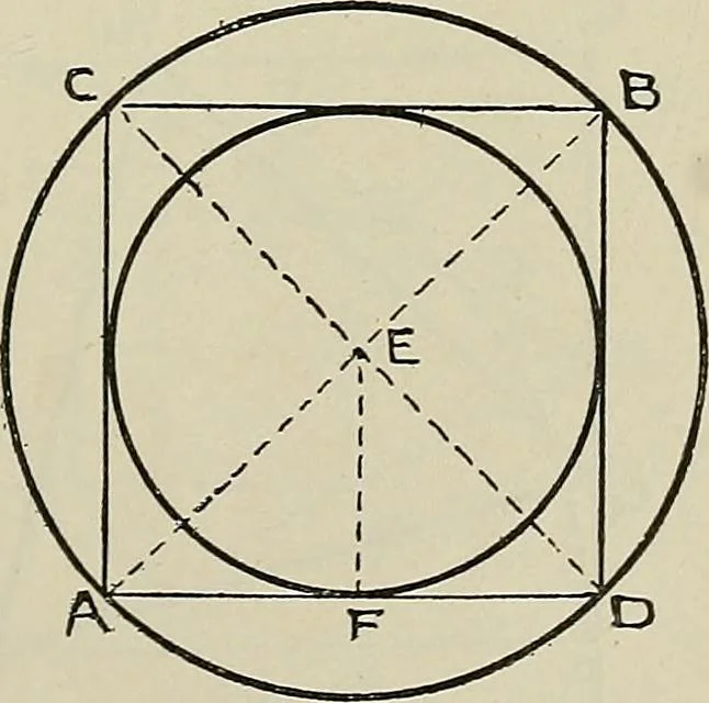 An illustration from Science and art drawing : complete geometrical course ; consisting of plane and solid geometry, orthographic and isometric projection, projection of shadow's the principles of map projection, graphic arithmetic and graphic statics, 1895, leaf 68