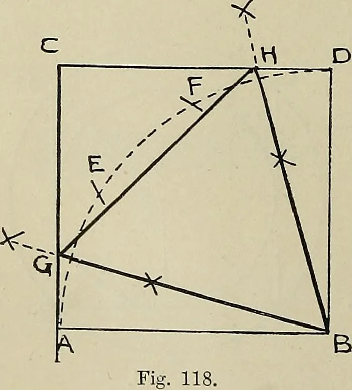 An illustration from Science and art drawing : complete geometrical course ; consisting of plane and solid geometry, orthographic and isometric projection, projection of shadow's the principles of map projection, graphic arithmetic and graphic statics, 1895, leaf 69