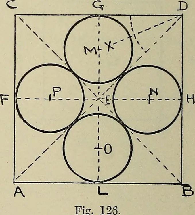 An illustration from Science and art drawing : complete geometrical course ; consisting of plane and solid geometry, orthographic and isometric projection, projection of shadow's the principles of map projection, graphic arithmetic and graphic statics, 1895, leaf 73