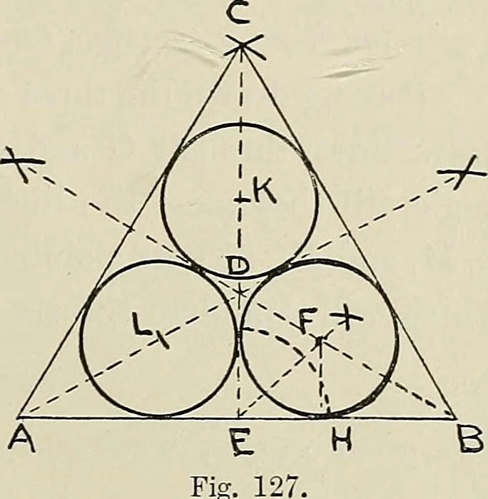 An illustration from Science and art drawing : complete geometrical course ; consisting of plane and solid geometry, orthographic and isometric projection, projection of shadow's the principles of map projection, graphic arithmetic and graphic statics, 1895, leaf 74
