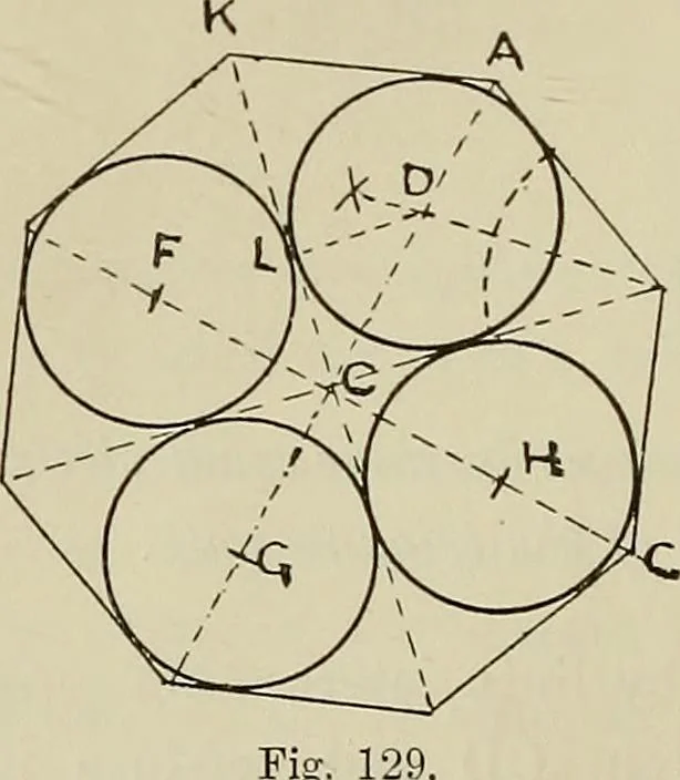 An illustration from Science and art drawing : complete geometrical course ; consisting of plane and solid geometry, orthographic and isometric projection, projection of shadow's the principles of map projection, graphic arithmetic and graphic statics, 1895, leaf 75