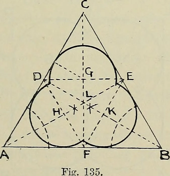An illustration from Science and art drawing : complete geometrical course ; consisting of plane and solid geometry, orthographic and isometric projection, projection of shadow's the principles of map projection, graphic arithmetic and graphic statics, 1895, leaf 78