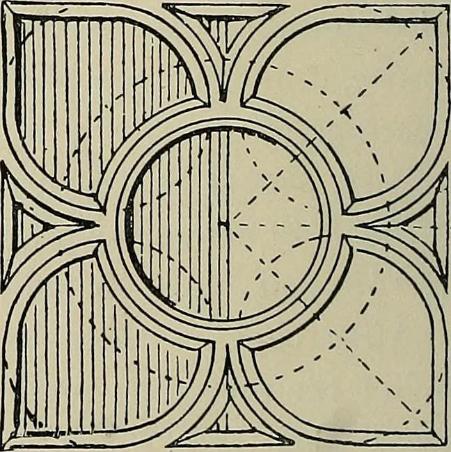 An illustration from Science and art drawing : complete geometrical course ; consisting of plane and solid geometry, orthographic and isometric projection, projection of shadow's the principles of map projection, graphic arithmetic and graphic statics, 1895, leaf 81