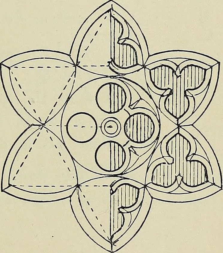 An illustration from Science and art drawing : complete geometrical course ; consisting of plane and solid geometry, orthographic and isometric projection, projection of shadow's the principles of map projection, graphic arithmetic and graphic statics, 1895, leaf 82
