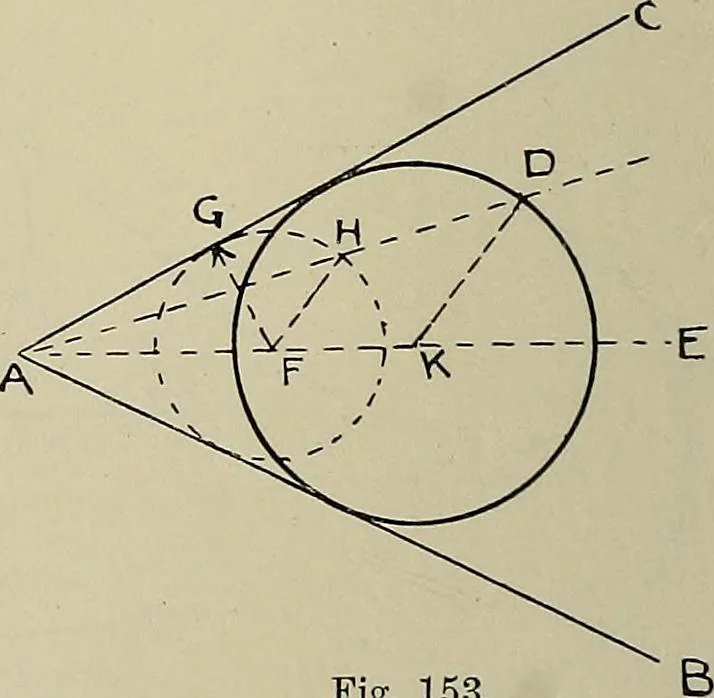 An illustration from Science and art drawing : complete geometrical course ; consisting of plane and solid geometry, orthographic and isometric projection, projection of shadow's the principles of map projection, graphic arithmetic and graphic statics, 1895, leaf 85