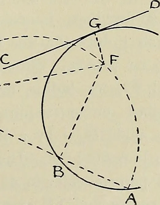 An illustration from Science and art drawing : complete geometrical course ; consisting of plane and solid geometry, orthographic and isometric projection, projection of shadow's the principles of map projection, graphic arithmetic and graphic statics, 1895, leaf 86