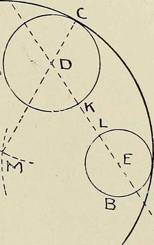 An illustration from Science and art drawing : complete geometrical course ; consisting of plane and solid geometry, orthographic and isometric projection, projection of shadow's the principles of map projection, graphic arithmetic and graphic statics, 1895, leaf 94