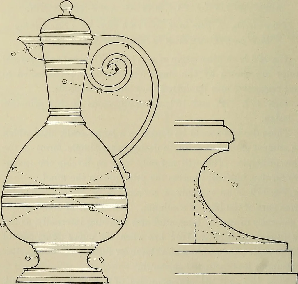 An illustration from Science and art drawing : complete geometrical course ; consisting of plane and solid geometry, orthographic and isometric projection, projection of shadow's the principles of map projection, graphic arithmetic and graphic statics, 1895, leaf 99