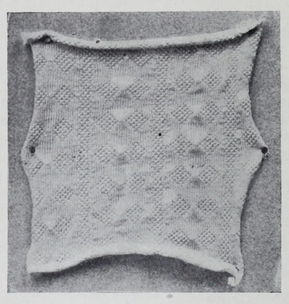 An illustration from The science of knitting : an illustrated reference book of the elementary principles of knit fabrics and machine knitting, including fundamental conventions, definitions, rules, formulas and tables, for the student, operator, manufacturer and analyst, 1914, leaf 252