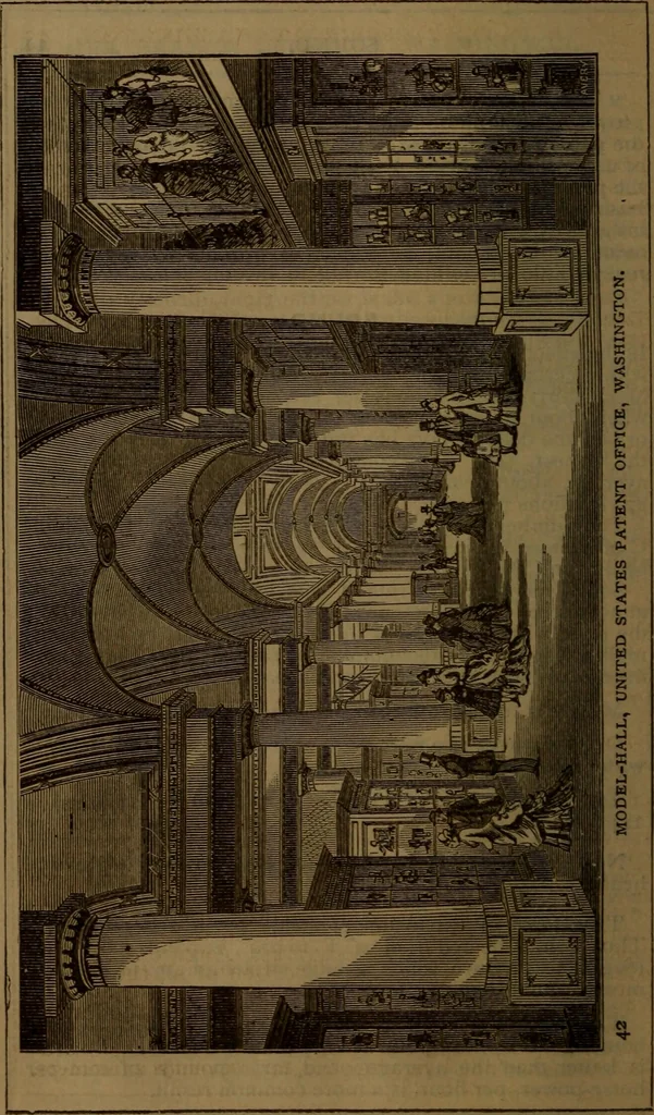 An illustration from The Scientific American reference book; a compendium of useful information, containing the complete census of the United States by counties ... patent and copyright laws ... forms for patents, caveats, assignments, and licenses ... etc, 1892, leaf 45