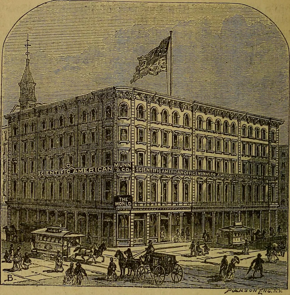 An illustration from The Scientific American reference book; a compendium of useful information for inventors and mechanics, containing the complete patent laws of the United States ... forms for patents, caveats, assignments, licenses, and shop rights ... etc., etc, 1876, leaf 37