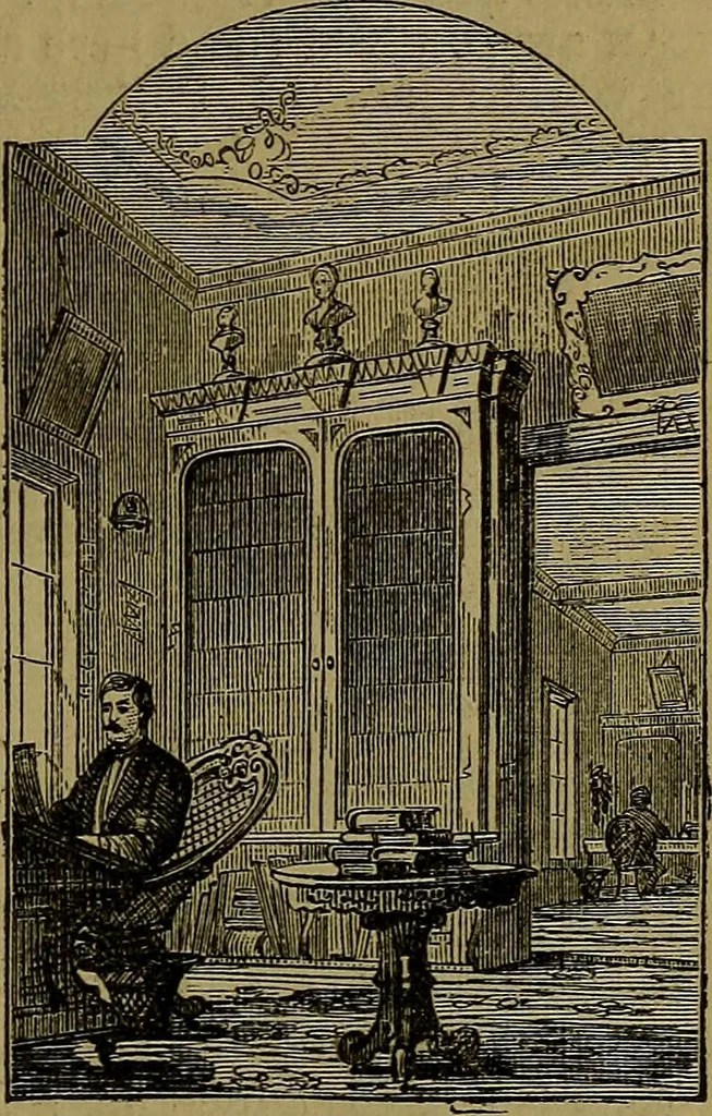 An illustration from The Scientific American reference book; a compendium of useful information for inventors and mechanics, containing the complete patent laws of the United States ... forms for patents, caveats, assignments, licenses, and shop rights ... etc., etc, 1876, leaf 38