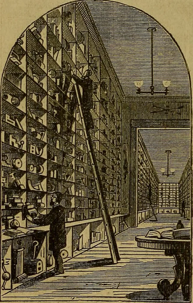 An illustration from The Scientific American reference book; a compendium of useful information for inventors and mechanics, containing the complete patent laws of the United States ... forms for patents, caveats, assignments, licenses, and shop rights ... etc., etc, 1876, leaf 39