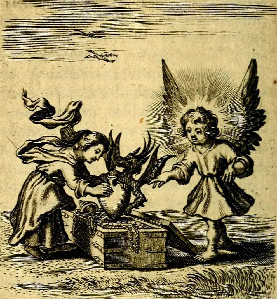 An illustration from Scola cordis. Sive aversi a deo cordis ad cumdem reductio, et instructio .., 1635, leaf 153