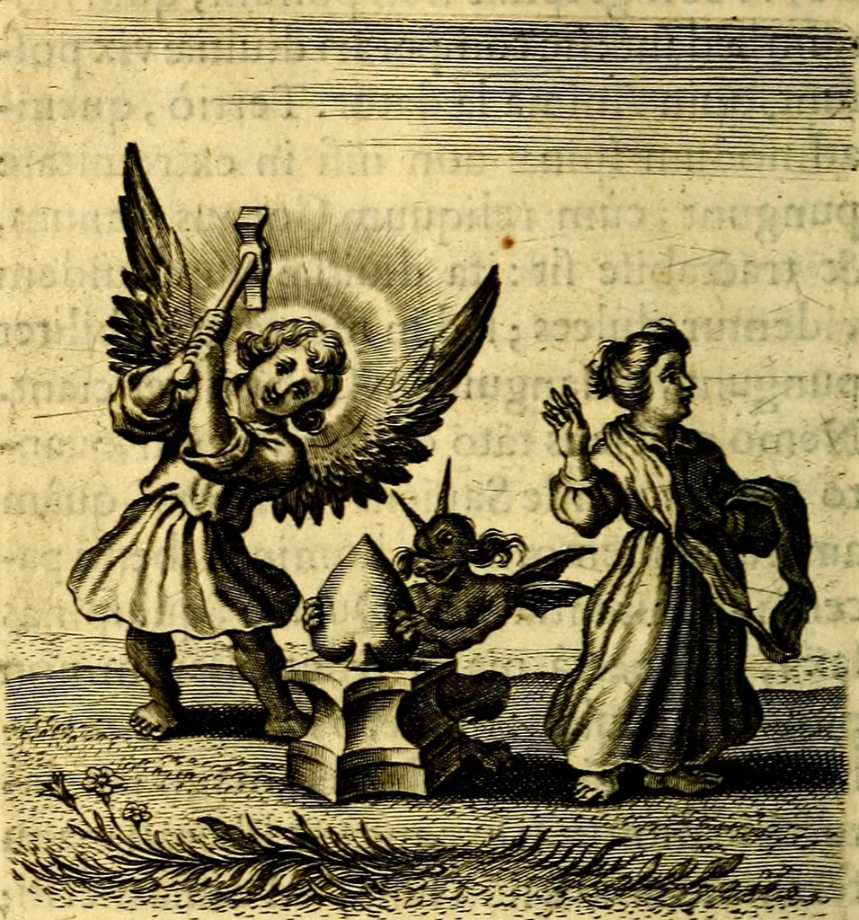 An illustration from Scola cordis. Sive aversi a deo cordis ad cumdem reductio, et instructio .., 1635, leaf 161