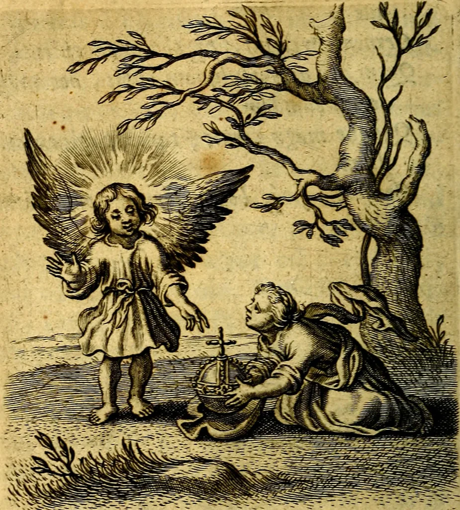An illustration from Scola cordis. Sive aversi a deo cordis ad cumdem reductio, et instructio .., 1635, leaf 181