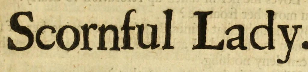 An illustration from The scornful lady : a comedy as it is now acted at the Theater Royal, by His Majesties Servants, 1677, leaf 15