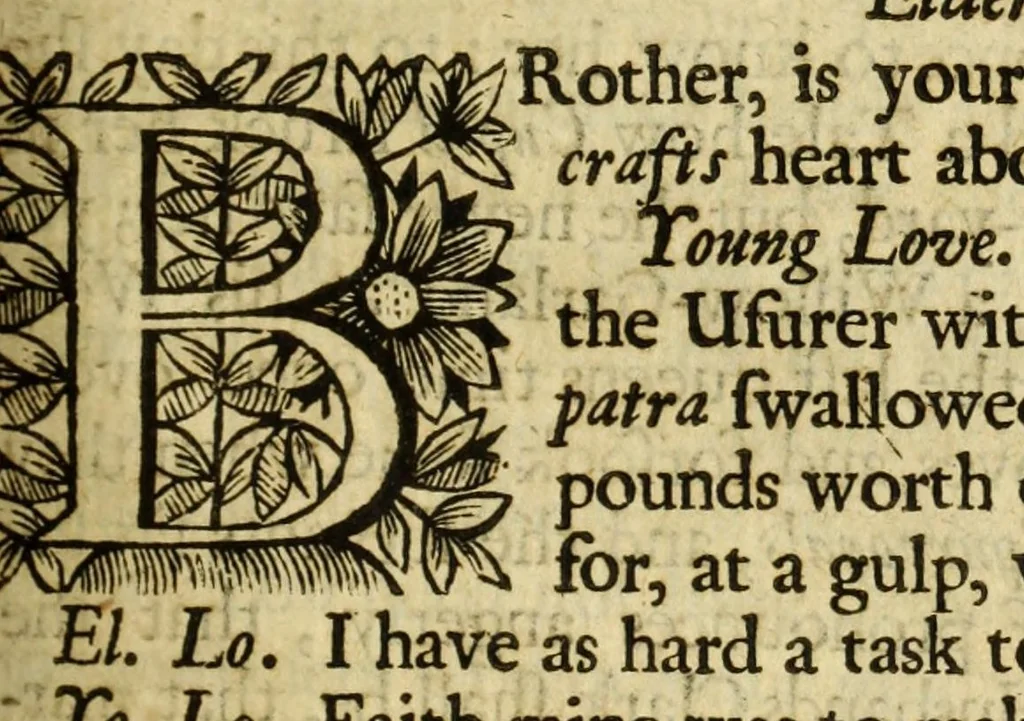 An illustration from The scornful lady : a comedy as it is now acted at the Theater Royal, by His Majesties Servants, 1677, leaf 15