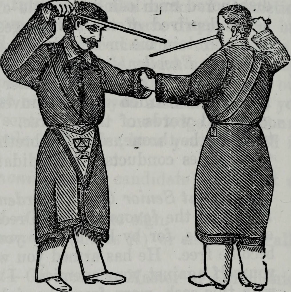 An illustration from Scotch Rite masonry illustrated : the complete ritual of the ancient and accepted Scottish Rite profusely illustrated, 1905, leaf 405