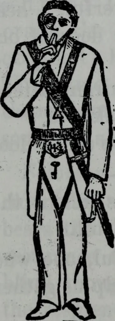 An illustration from Scotch Rite masonry illustrated : the complete ritual of the ancient and accepted Scottish Rite profusely illustrated, 1905, leaf 46