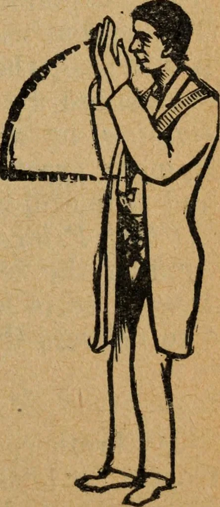 An illustration from Scotch Rite masonry illustrated : the complete ritual of the ancient and accepted Scottish Rite profusely illustrated, 1905, leaf 100