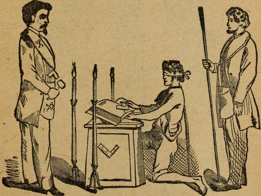 An illustration from Scotch Rite masonry illustrated : the complete ritual of the ancient and accepted Scottish Rite profusely illustrated, 1905, leaf 494