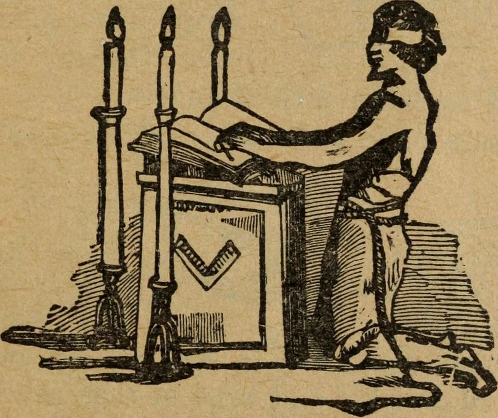An illustration from Scotch Rite masonry illustrated : the complete ritual of the ancient and accepted Scottish Rite profusely illustrated, 1905, leaf 502