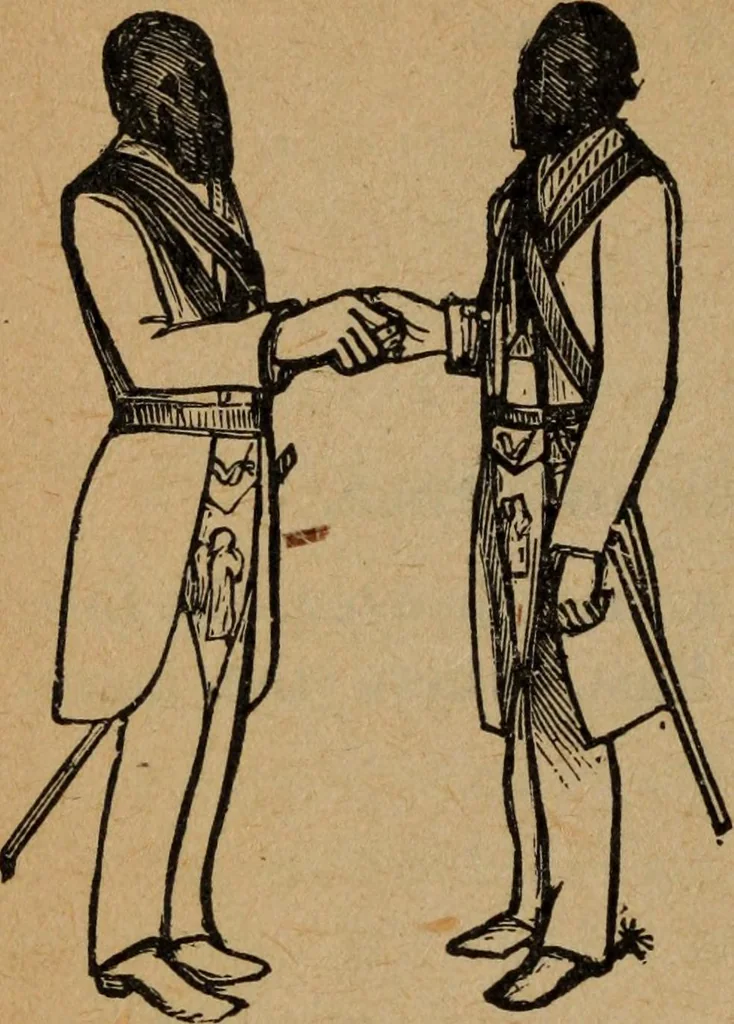 An illustration from Scotch Rite masonry illustrated : the complete ritual of the ancient and accepted Scottish Rite profusely illustrated, 1905, leaf 85
