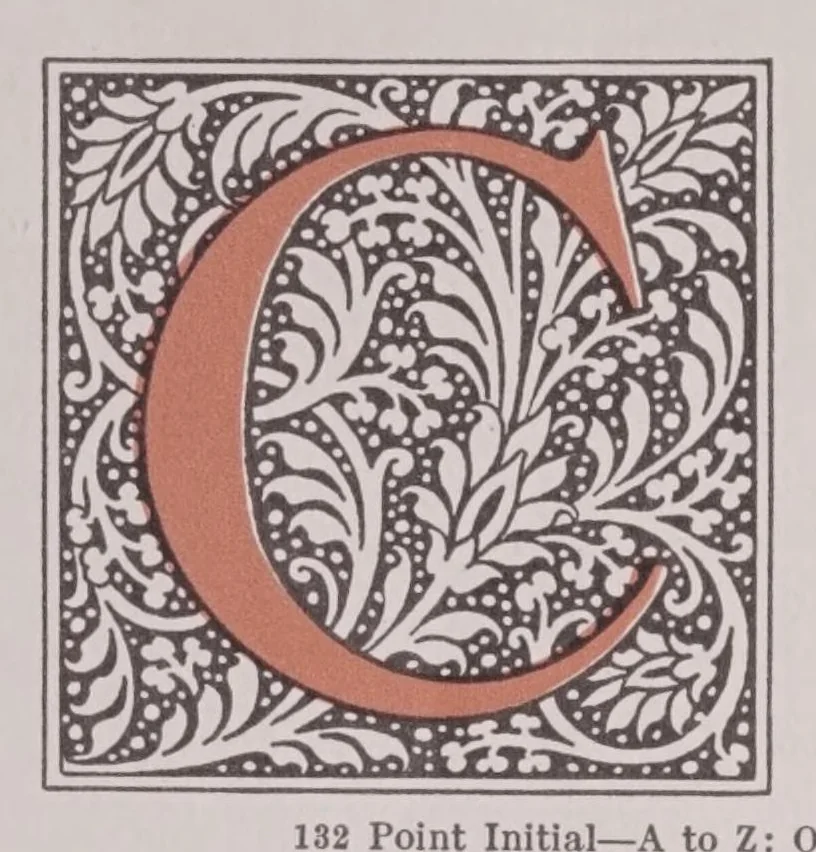 An illustration from The Scotch series, together with a showing of initials, ornaments and selected decorative material, 1922, leaf 12