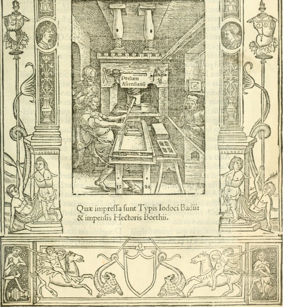 An illustration from Scotorum historiae a prima gentis origine : cum aliarum & rerum & gentium illustratione non vulgari : praemissa epistola nu[m]cupatoria, tabellisq[ue] amplissmis & non poenitenda isagoge quae ab huius terho explicabuntur diffusius, 1526, leaf 90