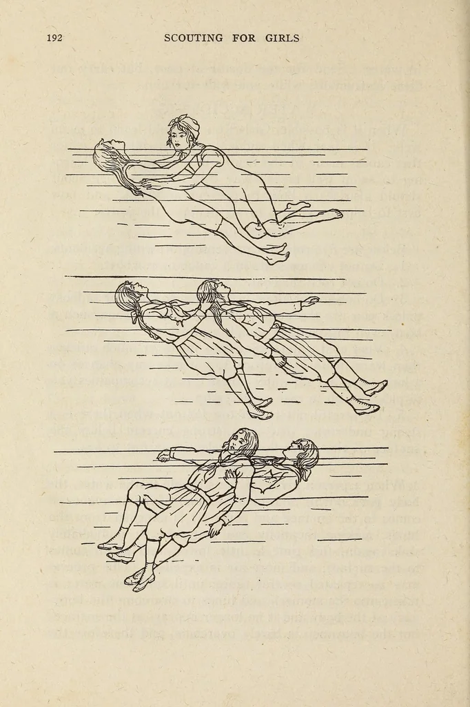 An illustration from Scouting for girls; official handbook of the Girl scouts, 1920, leaf 216