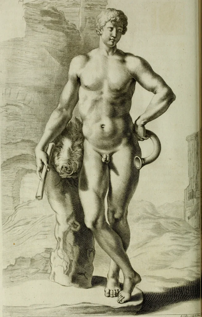 An illustration from Scvlptvræ veteris admiranda : sive, Delineatio vera perfectissimarvm eminentissimarvmqve statvarvm, unà cum artis hujus nobilissimæ theoria, serenissimo ac potentissimo principi ac domino, domino Carolo, comiti Palat. Rheni, S. Rom. imp. archith. & electori, Bavariæ duci, &c. &c., 1680, leaf 131