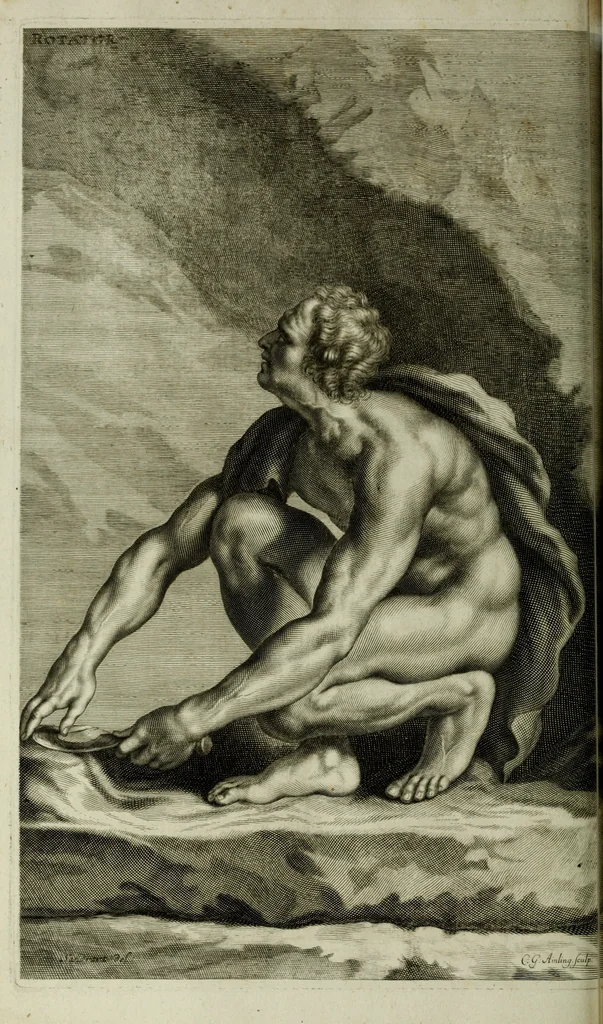 An illustration from Scvlptvræ veteris admiranda : sive, Delineatio vera perfectissimarvm eminentissimarvmqve statvarvm, unà cum artis hujus nobilissimæ theoria, serenissimo ac potentissimo principi ac domino, domino Carolo, comiti Palat. Rheni, S. Rom. imp. archith. & electori, Bavariæ duci, &c. &c., 1680, leaf 175
