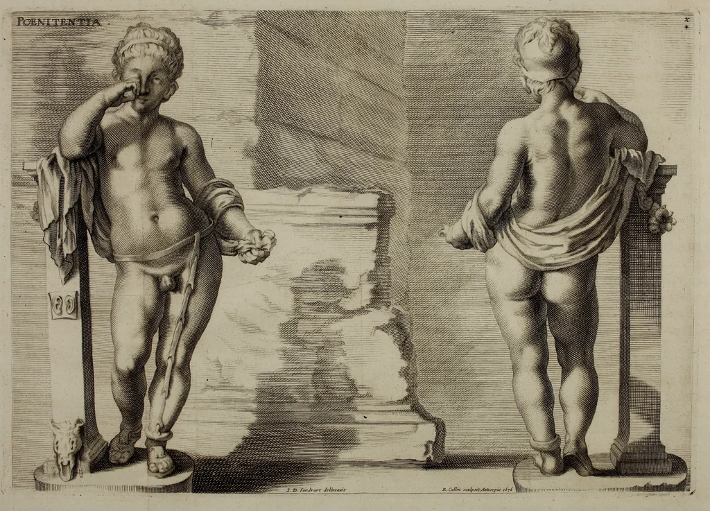 An illustration from Scvlptvræ veteris admiranda : sive, Delineatio vera perfectissimarvm eminentissimarvmqve statvarvm, unà cum artis hujus nobilissimæ theoria, serenissimo ac potentissimo principi ac domino, domino Carolo, comiti Palat. Rheni, S. Rom. imp. archith. & electori, Bavariæ duci, &c. &c., 1680, leaf 199