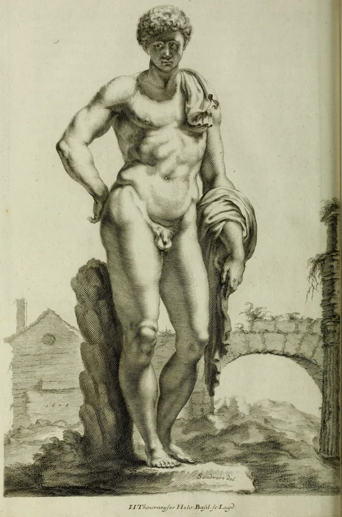 An illustration from Scvlptvræ veteris admiranda : sive, Delineatio vera perfectissimarvm eminentissimarvmqve statvarvm, unà cum artis hujus nobilissimæ theoria, serenissimo ac potentissimo principi ac domino, domino Carolo, comiti Palat. Rheni, S. Rom. imp. archith. & electori, Bavariæ duci, &c. &c., 1680, leaf 213