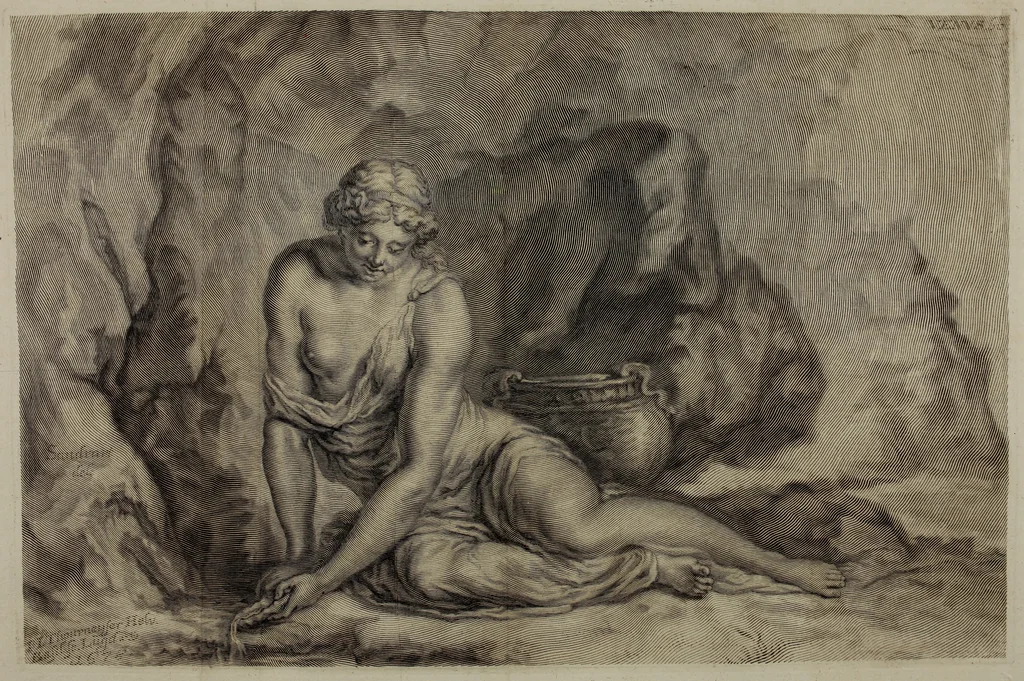 An illustration from Scvlptvræ veteris admiranda : sive, Delineatio vera perfectissimarvm eminentissimarvmqve statvarvm, unà cum artis hujus nobilissimæ theoria, serenissimo ac potentissimo principi ac domino, domino Carolo, comiti Palat. Rheni, S. Rom. imp. archith. & electori, Bavariæ duci, &c. &c., 1680, leaf 217