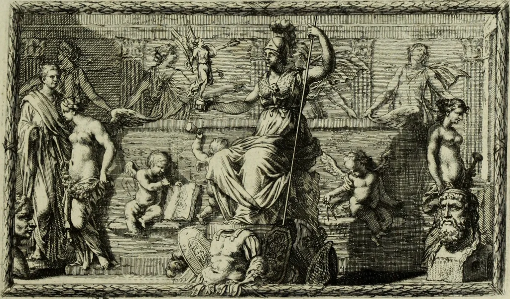 An illustration from Scvlptvræ veteris admiranda : sive, Delineatio vera perfectissimarvm eminentissimarvmqve statvarvm, unà cum artis hujus nobilissimæ theoria, serenissimo ac potentissimo principi ac domino, domino Carolo, comiti Palat. Rheni, S. Rom. imp. archith. & electori, Bavariæ duci, &c. &c., 1680, leaf 6