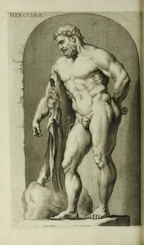 An illustration from Scvlptvræ veteris admiranda : sive, Delineatio vera perfectissimarvm eminentissimarvmqve statvarvm, unà cum artis hujus nobilissimæ theoria, serenissimo ac potentissimo principi ac domino, domino Carolo, comiti Palat. Rheni, S. Rom. imp. archith. & electori, Bavariæ duci, &c. &c., 1680, leaf 63