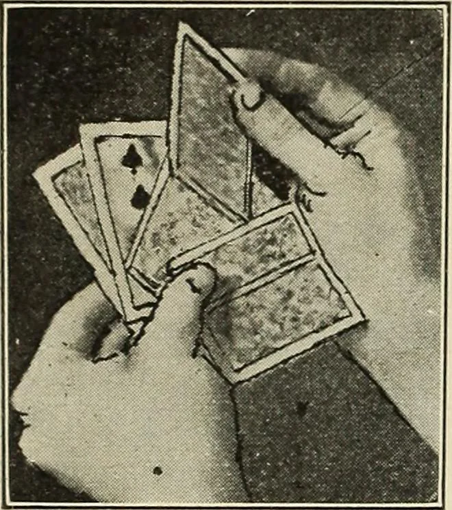 An illustration from Sealed mysteries : explaining the latest card mysteries and spirit tricks made public for the first time : with directions for constructing trick cards, 1911, leaf 27