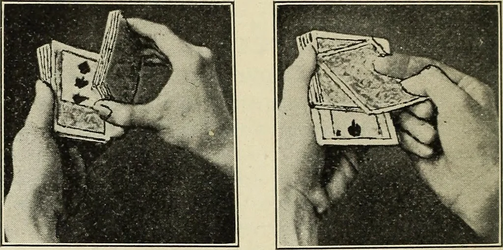An illustration from Sealed mysteries : explaining the latest card mysteries and spirit tricks made public for the first time : with directions for constructing trick cards, 1911, leaf 27